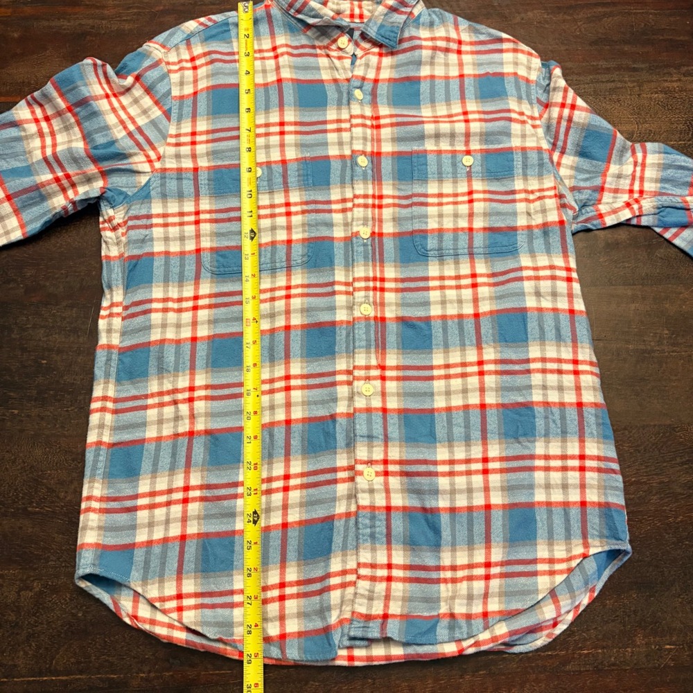 J.Crew Flannel Plaid Button Down Shirt Blue Red White Size M Long Sleeve J Crew - Picture 8 of 9